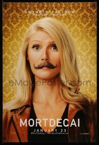 3s236 MORTDECAI teaser DS 1sh '15 wacky image of Gwyneth Paltrow with handlebar mustache!