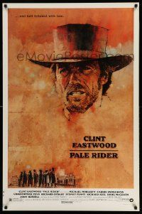 3s325 PALE RIDER 1sh '85 great artwork of cowboy Clint Eastwood by C. Michael Dudash!