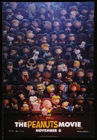 3s339 PEANUTS MOVIE style B teaser DS 1sh '15 wonderful image of all characters in movie theater!