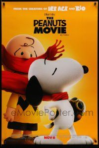 3s340 PEANUTS MOVIE style C advance 1sh '15 image of Charlie Brown & Snoopy!