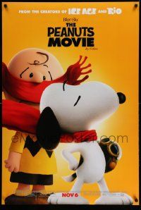 3s341 PEANUTS MOVIE style C advance DS 1sh '15 image of Charlie Brown & Snoopy!