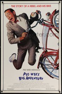3s347 PEE-WEE'S BIG ADVENTURE 1sh '85 Tim Burton, best image of Paul Reubens & his beloved bike!