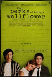 3s349 PERKS OF BEING A WALLFLOWER advance DS 1sh '12 Logan Lerman, Emma Watson, Ezra Miller!