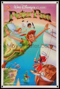 3s350 PETER PAN 1sh R89 Walt Disney animated cartoon classic, flying art by Bill Morrison!