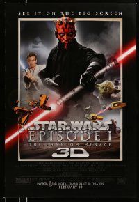 3s351 PHANTOM MENACE advance DS 1sh R12 Star Wars Episode I in 3-D, different image of Darth Maul!