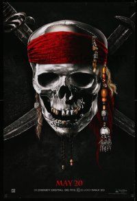 3s371 PIRATES OF THE CARIBBEAN: ON STRANGER TIDES teaser DS 1sh '11 skull & crossed swords!