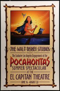 3s384 POCAHONTAS advance 1sh '95 Walt Disney, Native American Indians, El Capitan Theatre!