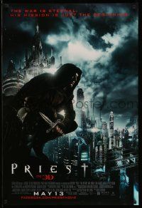 3s404 PRIEST advance DS 1sh '11 cool image of Paul Bettany in the title role, Karl Urban