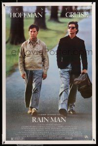 3s443 RAIN MAN 1sh '88 Tom Cruise & autistic Dustin Hoffman, directed by Barry Levinson!