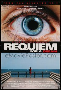 3s462 REQUIEM FOR A DREAM 1sh '00 drug addicts Jared Leto & Jennifer Connelly, cool eye image!