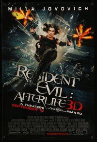 3s467 RESIDENT EVIL: AFTERLIFE advance DS 1sh '10 cool image of Milla Jovovich with guns blazing!