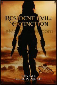 3s470 RESIDENT EVIL: EXTINCTION teaser DS 1sh '07 sexy Milla Jovovich in zombie killing action!