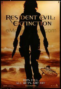 3s469 RESIDENT EVIL: EXTINCTION teaser 1sh '07 silhouette of zombie killer Milla Jovovich!