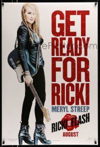 3s493 RICKI & THE FLASH teaser DS 1sh '15 full-length image of Meryl Streep in title role w/ guitar