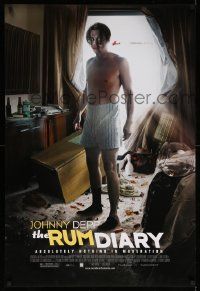 3s530 RUM DIARY DS 1sh '11 great image of Johnny Depp in trashed room, Aaron Eckhart!