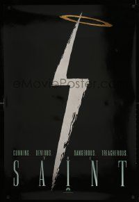 3s537 SAINT foil teaser 1sh '97 Val Kilmer, Elisabeth Shue, cool silver lightning bolt design!