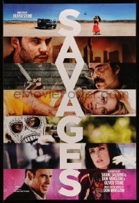 3s543 SAVAGES teaser DS 1sh '12 cool portraits of top cast, drug thriller directed by Oliver Stone