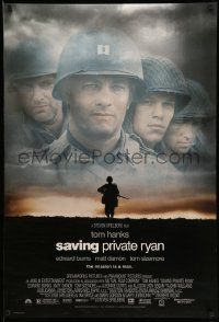 3s544 SAVING PRIVATE RYAN DS 1sh '98 Spielberg, cast image of Tom Hanks, Tom Sizemore, Matt Damon!