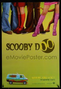 3s561 SCOOBY-DOO teaser DS 1sh '02 Shaggy, Fred, Velma, The Mystery Machine, image of cast's legs!