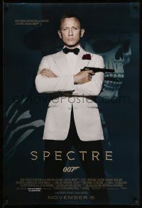 3s656 SPECTRE advance DS 1sh '15 cool image of Daniel Craig as James Bond 007 with gun!