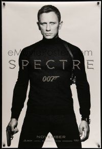 3s657 SPECTRE teaser DS 1sh '15 cool image of Daniel Craig as James Bond 007 with gun!