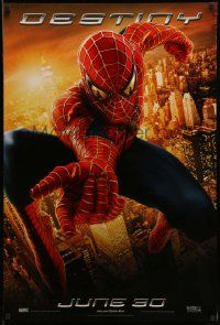 3s666 SPIDER-MAN 2 teaser DS 1sh '04 great image of Tobey Maguire in the title role, Destiny!