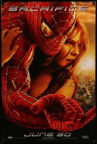 3s667 SPIDER-MAN 2 teaser DS 1sh '04 Tobey Maguire in title role with Kirsten Dunst, Sacrifice!