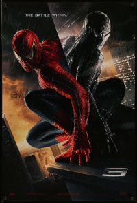 3s671 SPIDER-MAN 3 teaser DS 1sh '07 Raimi, the battle within, Maguire in red/black suits, textured