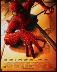 3s659 SPIDER-MAN advance DS 1sh '02 Tobey Maguire climbing building, Sam Raimi, Marvel Comics!