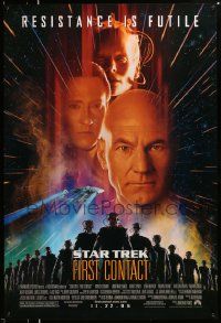 3s702 STAR TREK: FIRST CONTACT advance 1sh '96 Jonathan Frakes, Stewart, Spiner, sexy Borg Krige!