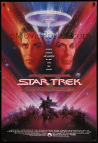 3s696 STAR TREK V advance 1sh '89 The Final Frontier, art of William Shatner & Nimoy by Bob Peak!