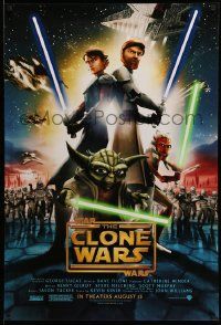 3s718 STAR WARS: THE CLONE WARS advance DS 1sh '08 Anakin Skywalker, Yoda, & Obi-Wan Kenobi!