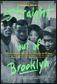 3s726 STRAIGHT OUT OF BROOKLYN 1sh '91 Matty Rich's tale of growing up black in New York City!