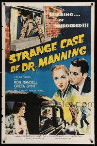 3s729 STRANGE CASE OF DR MANNING 1sh '58 Ron Randell, Greta Gynt, missing or murdered!