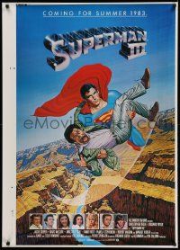 3s741 SUPERMAN III printer's test advance 1sh '83 art of Reeve flying with Richard Pryor by Salk!