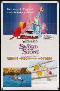 3s754 SWORD IN THE STONE/WINNIE POOH & A DAY FOR EEYORE 1sh '83 Disney cartoon double-bill!