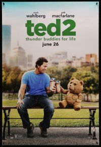 3s766 TED 2 teaser DS 1sh '15 beer drinking Mark Wahlberg & teddy bear are thunder buddies for life