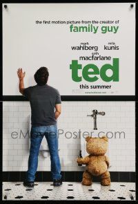 3s764 TED teaser DS 1sh '12 image of Mark Wahlberg & teddy bear at urinals!
