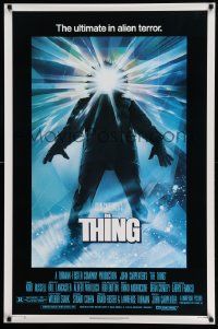 3s786 THING 1sh '82 John Carpenter classic sci-fi horror, Drew Struzan, regular credit design!