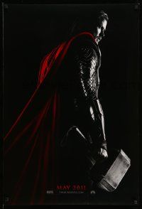3s790 THOR May teaser DS 1sh '11 cool image of Chris Hemsworth w/classic hammer!