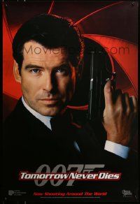 3s818 TOMORROW NEVER DIES int'l teaser DS 1sh '97 close-up of Pierce Brosnan as James Bond 007!