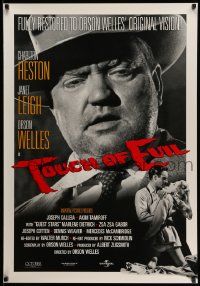 3s822 TOUCH OF EVIL 1sh R98 close-up of Orson Welles + Charlton Heston & Janet Leigh!