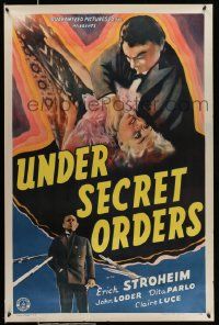 3s867 UNDER SECRET ORDERS 1sh '43 Erich von Stroheim, gripping expose of a most sinister spy ring!