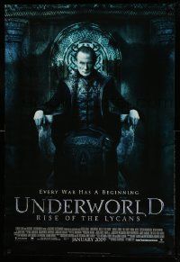 3s872 UNDERWORLD RISE OF THE LYCANS advance DS 1sh '09 Bill Nighy as Viktor on throne!