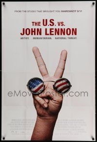 3s860 U.S. VS. JOHN LENNON DS 1sh '06 John & Yoko Ono, cool image of glasses & peace sign!
