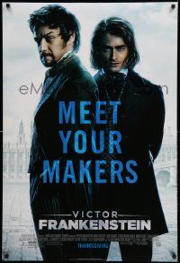 3s890 VICTOR FRANKENSTEIN style A advance DS 1sh '15 Radcliffe as Igor, McAvoy in the title role!