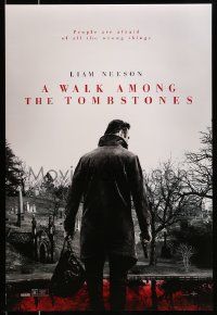 3s903 WALK AMONG THE TOMBSTONES teaser DS 1sh '14 Liam Neeson in graveyard w/gun!