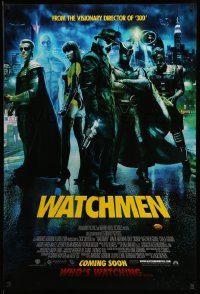 3s921 WATCHMEN int'l advance DS 1sh '09 Zack Snyder, Jackie Earle Haley, who's watching?