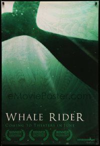 3s928 WHALE RIDER teaser DS 1sh '03 cool image of huge tail over green background!