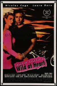 3s946 WILD AT HEART 1sh '90 David Lynch, Nicolas Cage & Laura Dern, a wild ride!